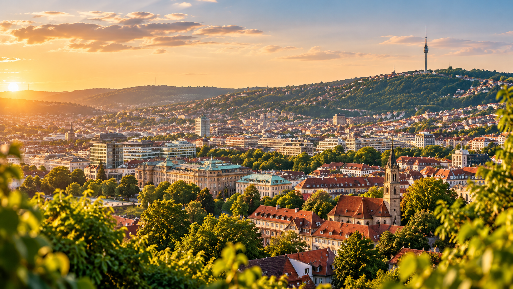 Helle Panoramaansicht von Stuttgart